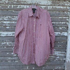 Women’s Ralph Lauren Striped Casual Button Down Shirt Size 14W